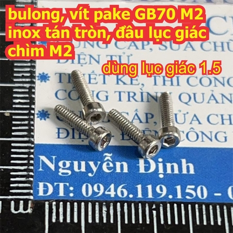 bulong, vít pake GB70 M2 inoc inox tán tròn, đầu lục giác chìm các cỡ 4mm ~ 16mm kde8816