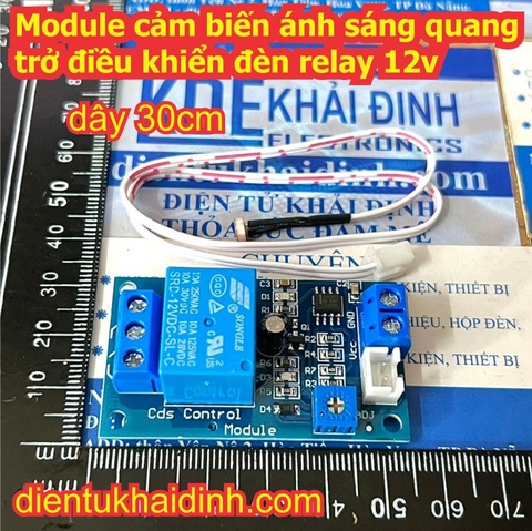 Module cảm biến ánh sáng quang trở điều khiển đèn relay 5V 12V kde9324