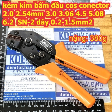 kèm kìm bấm đầu cos conector 2.0 2.54mm 3.0 3.96 4.5 5.08 6.2 SN-2 dây 0.2-1.5mm2 kde9501