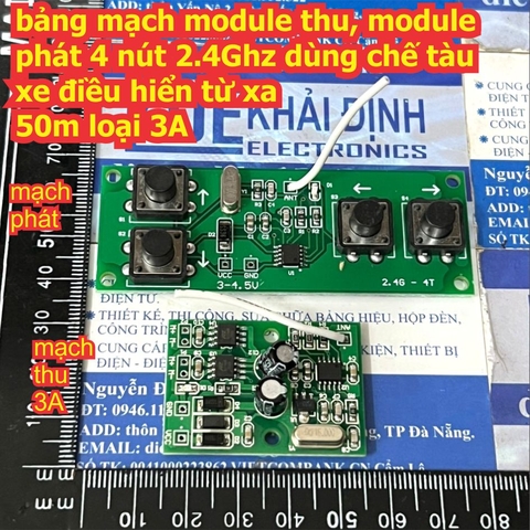 Bảng mạch RF module thu module phát 4 nút 2.4Ghz chế tàu xe điều khiển từ xa 50m loại 3A / 10A kde9643