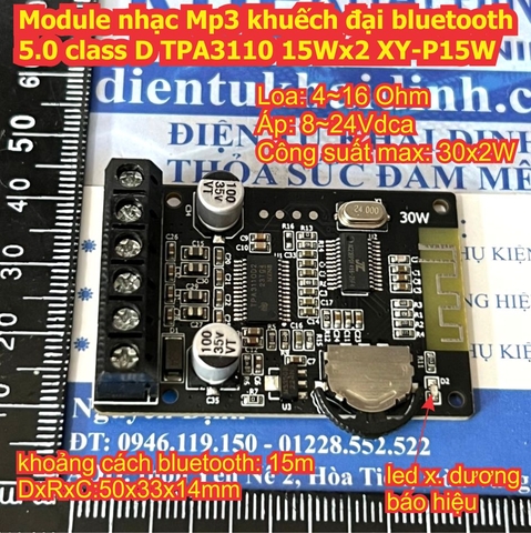 Module nhạc Mp3 âm thanh khuếch đại bluetooth class D TPA3110 15Wx2 kde9685