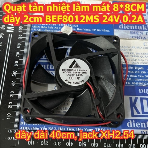 Quạt tản nhiệt làm mát nhỏ DC brushless fan 8cm 8020 BEF8012MS 24V 0.2A  8025 0.25A kde9746