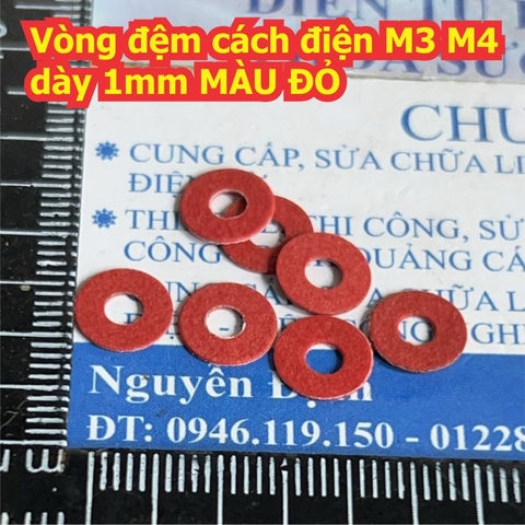 Vòng đệm đỏ cách điện MÀU ĐỎ dày 1mm M3x8 M4x8 kde0426