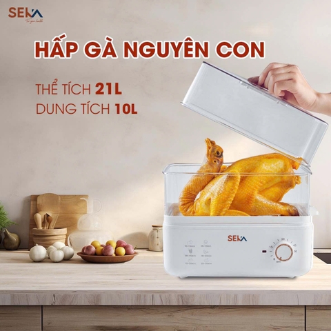 Nồi Hấp Điện Thủy Nhiệt 2 Tầng Đa Năng 𝐒𝐄𝐊𝐀 SK2088, Hấp Gà Nguyên Con Thể Tích 21 Lít, Tỏa Nhiệt Đều Giữ Nguyên Vị