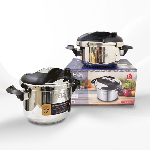 Nồi Áp Suất Inox 304 SEKA Dùng Mọi Loại Bếp, Van Kép 3 Cấp An Toàn, Bảo Hành 24 Tháng + Tặng kèm vung kính