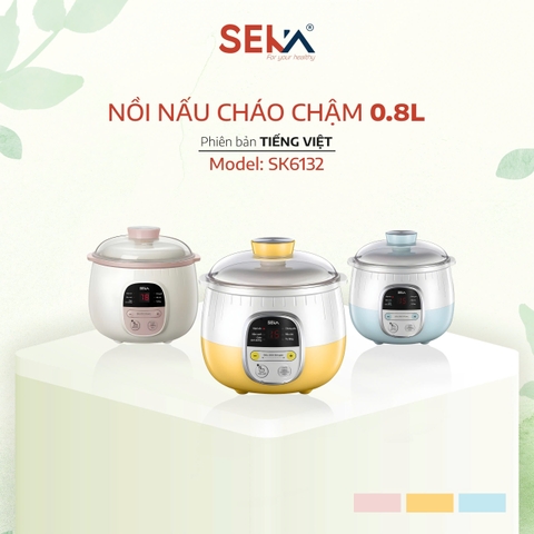 Nồi Nấu Cháo Chậm SEKA 0.8L Ăn Dặm Cho Bé, Nồi Chưng Yến Cách Thuỷ Kèm Xửng Hấp