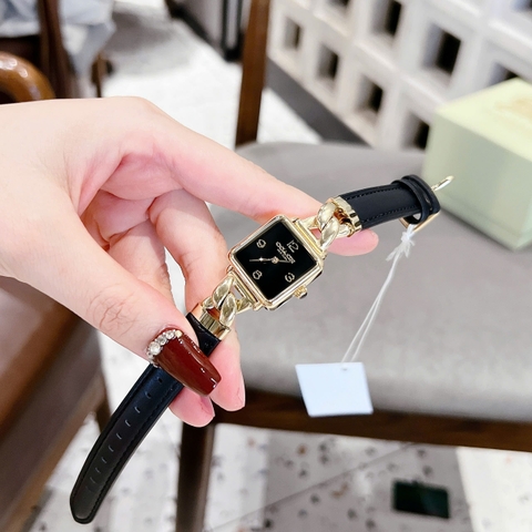 Coach Cass 14504356 |Nữ Giới |Vàng Gold |Dây Da Đen |Máy Pin (Quartz) |Size 22mm