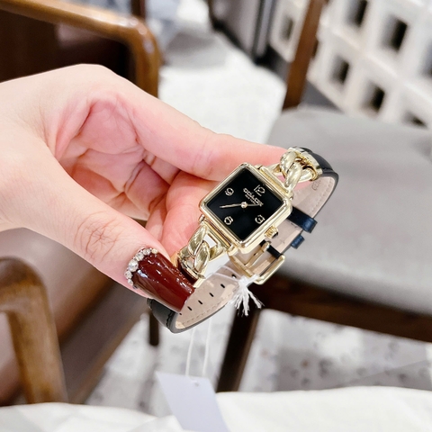 Coach Cass 14504356 |Nữ Giới |Vàng Gold |Dây Da Đen |Máy Pin (Quartz) |Size 22mm