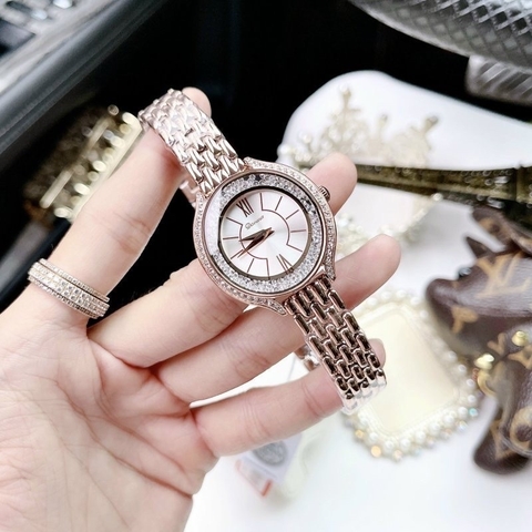Davena Đính Đá Swarovski |Nữ Giới |Dây Kim Loại Rose Gold |Máy Pin (Quartz) |Size 32mm