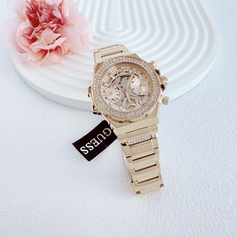 Guess Fusion |Nữ Giới |Đính Đá |Dây Kim Loại Vàng Gold |Máy Pin (Quartz) |Size 36mm