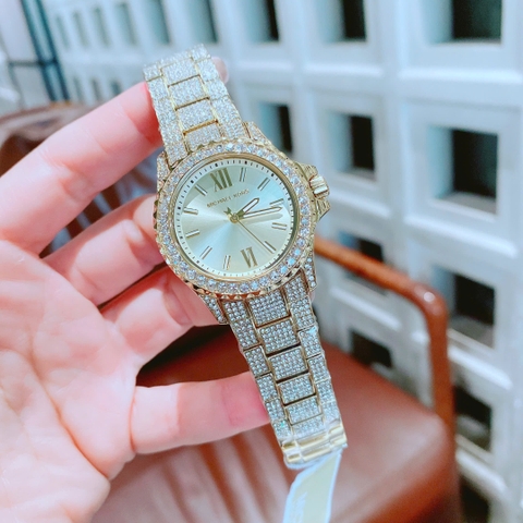 Micheal Kors Mini Everest |Nữ Giới |Mặt Đính Đá |Dây Kim Loại Vàng Gold |Máy Pin (Quartz) |Size 33mm