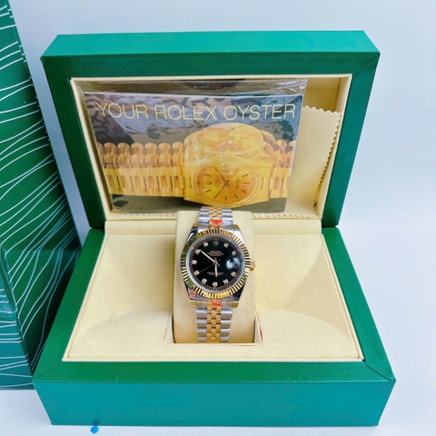 Rolex Niềng Khía |Nam Giới |Mặt Đen |Dây Kim Loại Demi |Máy Pin (Máy Quartz) |Size 41mm