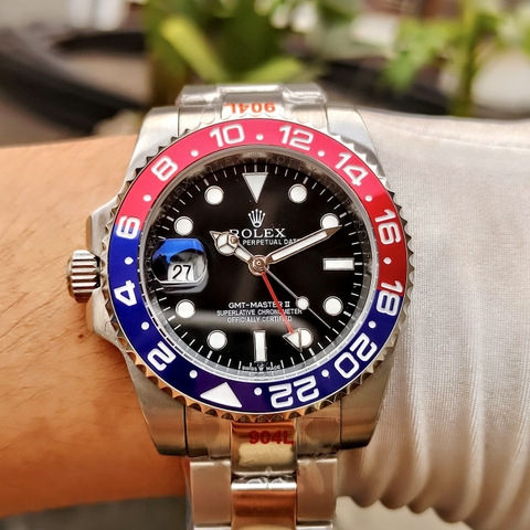 Rolex GMT Master II |Nam Giới |Niềng Xanh Đỏ |Dây Kim Loại Silver |Máy Cơ (Automatic) |Size 40mm