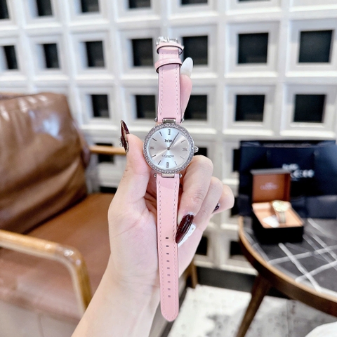 Coach Pretty In Every Little |Nữ Giới |Silver |Dây Da Hồng |Máy Pin (Quartz) |Size 32mm