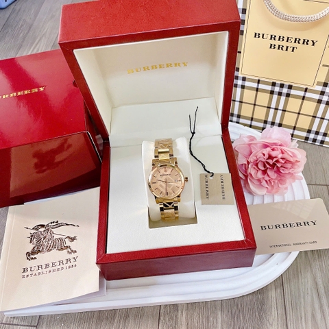 Burberry The City |Nữ Giới |Mặt Tròn |Dây Kim Loại Vàng Gold |Máy Pin (Quartz) |Size 34mm