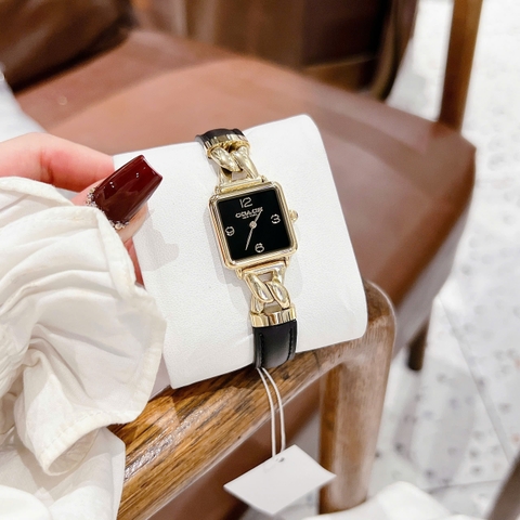 Coach Cass 14504356 |Nữ Giới |Vàng Gold |Dây Da Đen |Máy Pin (Quartz) |Size 22mm