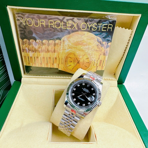 Rolex Niềng Khía |Nam Giới |Mặt Đen |Dây Kim Loại Silver |Máy Pin (Máy Quartz) |Size 41mm