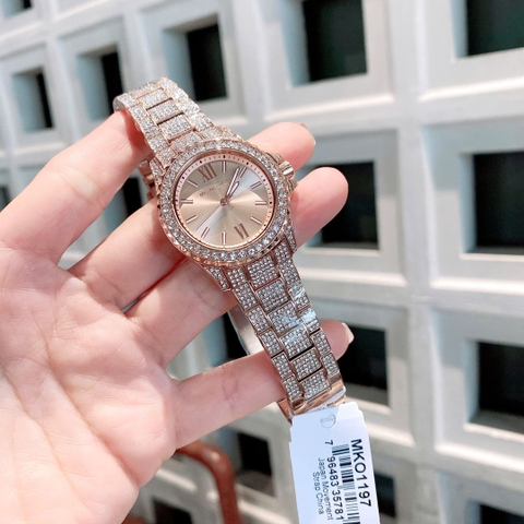 Micheal Kors Mini Everest |Nữ Giới |Mặt Tròn |Dây Kim Loại Đính Đá Rose Gold |Máy Pin (Quartz) |Size 33mm