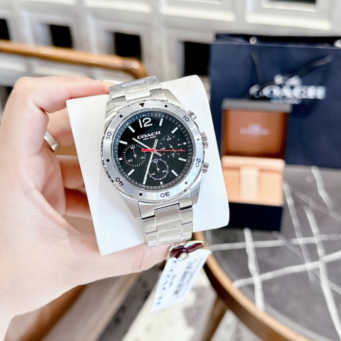 Coach Sullivan Sport |Nam Giới |Mặt Màu Đen |Dây Kim Loại Silver |Máy Pin (Quartz) |Size 44mm