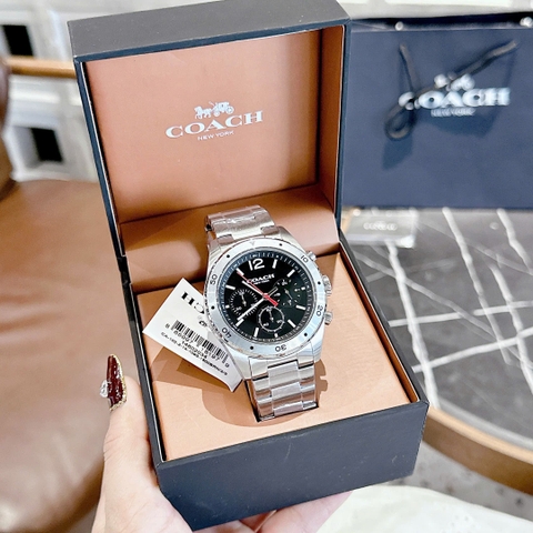 Coach Sullivan Sport |Nam Giới |Mặt Màu Đen |Dây Kim Loại Silver |Máy Pin (Quartz) |Size 44mm