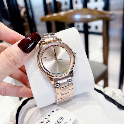 Coach Grand |Nữ Giới |Đính Đá Cầu Vồng |Dây Kim Loại Rose Gold |Máy Pin (Quartz) |Size 36mm
