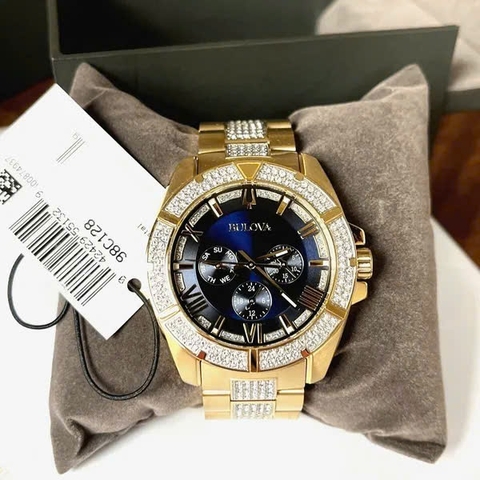 Bulova Octava |Nam Giới |Xanh Dương |Đính Đá |Dây Kim Loại Demi Vàng |Máy Pin (Quartz) |Size 44mm