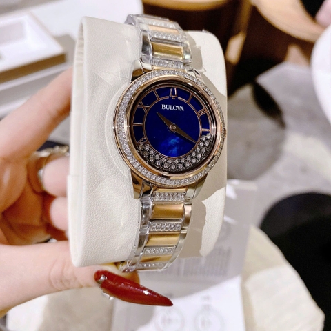 Bulova Turnstyle |Nữ Giới |Mặt Xanh Dương |Dây Kim Loại Demi Rose Gold |Máy Pin (Quartz) |Size 33mm