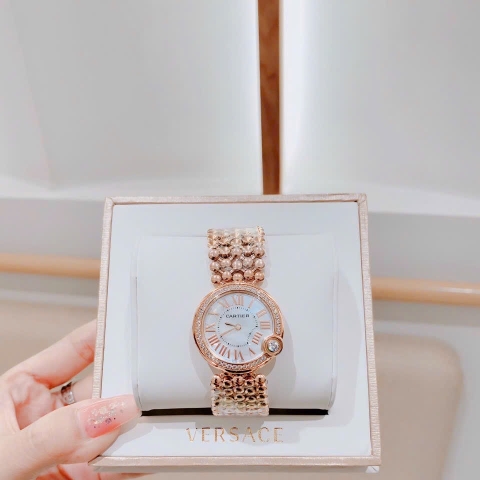 Cartier Ballon Blanc |Nữ Giới |Đính Đá |Dây Kim Loại Rose Gold |Máy Pin (Quartz) |Size 30mm