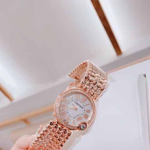 Cartier Ballon Blanc |Nữ Giới |Đính Đá |Dây Kim Loại Rose Gold |Máy Pin (Quartz) |Size 30mm