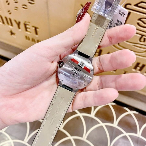 Cartier Ballon Bleu |Nữ Giới |Đính Pha Lê Nhiều Màu |Dây Da Đen |Máy Pin (Quartz) |Size 35mm