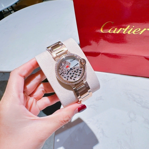 Cartier Panther |Nữ Giới |Đính Đá |Dây Kim Loại Rose Gold |Máy Pin (Quartz) |Size 36mm