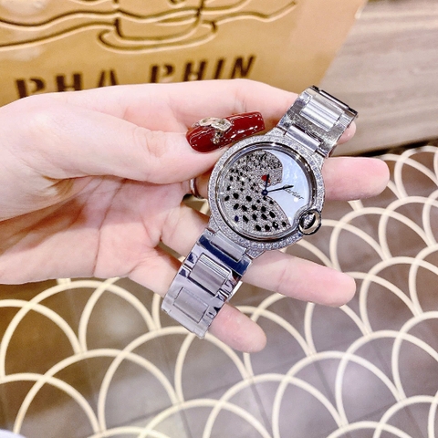 Cartier Ballon Bleu Panther |Nữ Giới |Dây Kim Loại Silver |Máy Pin (Quartz) |Size 36mm