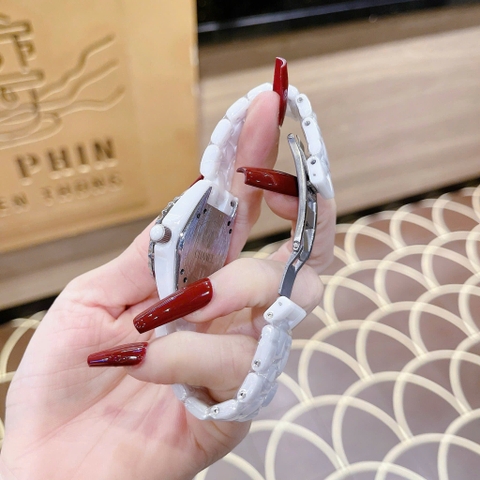 Chanel Hoa J12 |Nữ Giới |Đính Đá |Dây Đá Ceramica Trắng |Máy Pin (Quartz) |Size 34mm