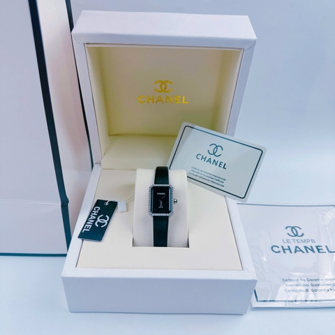 Chanel Premiere |Nữ Giới |Mặt Đen |Đính Đá |Dây Da Đen |Máy Pin (Quartz) |Size 20x26mm