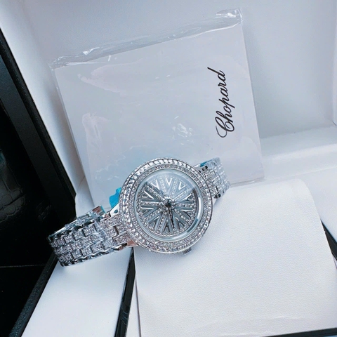 Chopard Geneve |Nữ Giới |Mặt Xoay |Đính Đá |Dây Kim Loại Silver |Máy Pin (Quartz) |Size 38mm