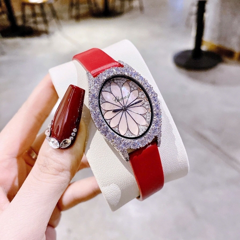 Chopard L'Heure Du Diamant |Nữ Giới |Đính Đá |Dây Da Đỏ |Máy Pin (Quartz) |Size 32mm