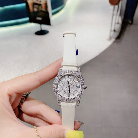 Chopard L'Heure Du Diamant |Nữ Giới |Mặt Full Đá |Dây Da Trắng |Máy Pin (Quartz) |Size 32mm