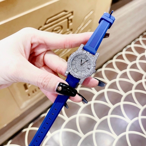 Chopard L'Heure Du Diamant |Nữ Giới |Full Đá |Dây Silicone Xanh Dương |Máy Pin (Quartz) |Size 32mm