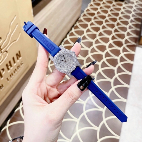 Chopard L'Heure Du Diamant |Nữ Giới |Full Đá |Dây Silicone Xanh Dương |Máy Pin (Quartz) |Size 32mm