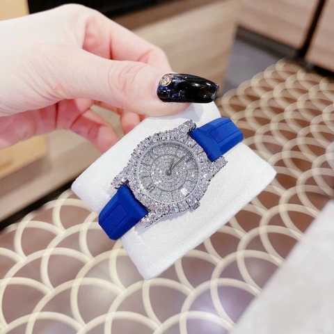 Chopard L'Heure Du Diamant |Nữ Giới |Full Đá |Dây Silicone Xanh Dương |Máy Pin (Quartz) |Size 32mm
