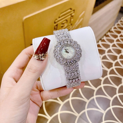 Chopard Bông Hoa |Nữ Giới |Mặt Xà Cừ |Dây Kim Loại Đính Đá |Máy Pin (Quartz) |Size 32mm