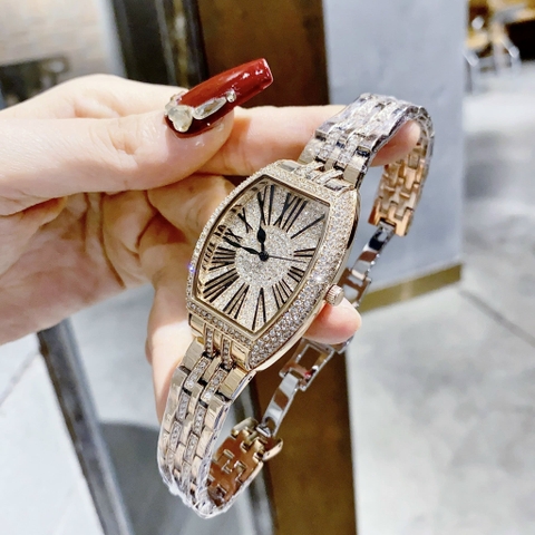 Chopard Mặt Oval |Nữ Giới |Đính Đá |Dây Kim Loại Rose Gold |Máy Pin (Quartz) |Size 34mm