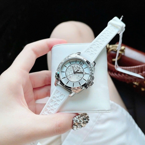 Coach Boyfriend |Nữ Giới |Mặt Tròn Silver |Dây Silicone Trắng |Máy Pin (Quartz) |Size 34mm
