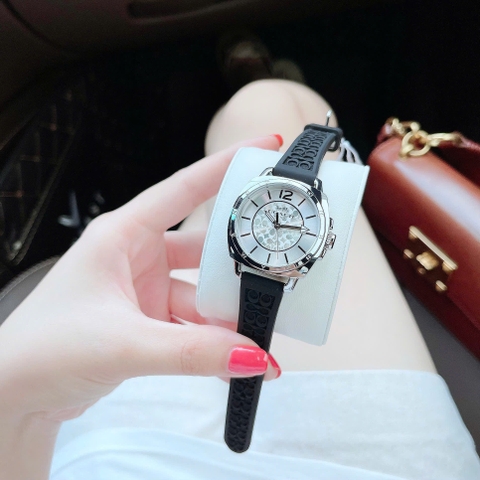 Coach Boyfriend |Nữ Giới |Trắng Silver |Dây Silicone Đen |Máy Pin (Quartz) |Size 34mm