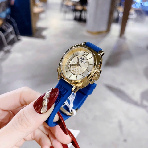 Coach Boyfriend |Nữ Giới |Vàng Gold |Dây Cao Su Xanh Dương |Máy Pin (Quartz) |Size 34mm