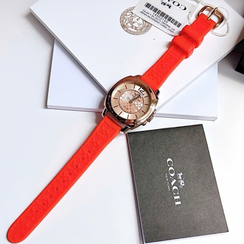 Coach Boyfriend |Nữ Giới |Rose Gold |Dây Silicone Màu Cam |Máy Pin (Quartz) |Size 34mm