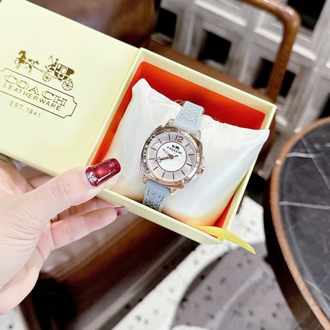 Coach Boyfriend |Nữ Giới |Trắng Silver |Dây Silicone Xanh Da Trời |Máy Pin (Quartz) |Size 34mm