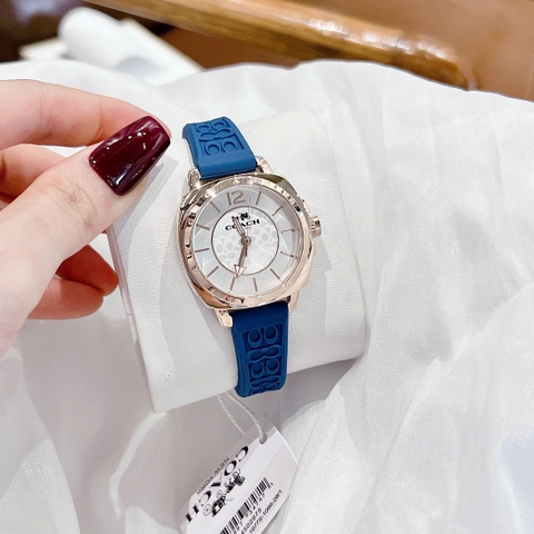 Coach Boyfriend |Nữ Giới |Trắng Silver |Dây Silicone Xanh Dương |Máy Pin (Quartz) |Size 34mm