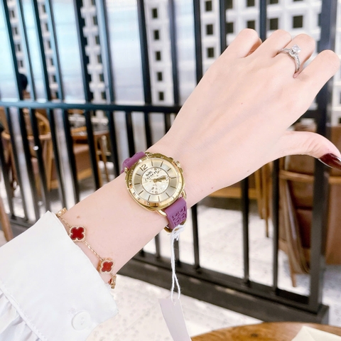 Coach Boyfriend |Nữ Giới |Vàng Gold |Dây Cao Su Màu Tím |Máy Pin (Quartz) |Size 34mm