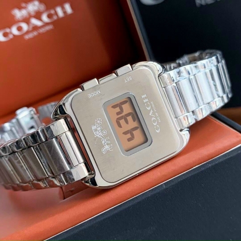 Coach Điện Tử |Nữ Giới |Mặt Vuông |Dây Kim Loại Silver |Máy Pin (Quartz) |Size 33mm
